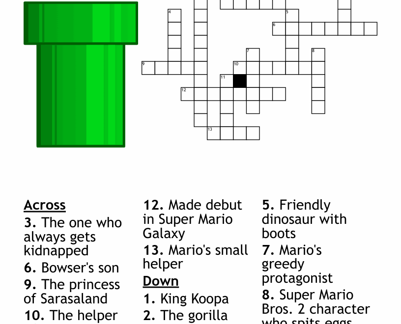 Mario Characters Crossword WordMint