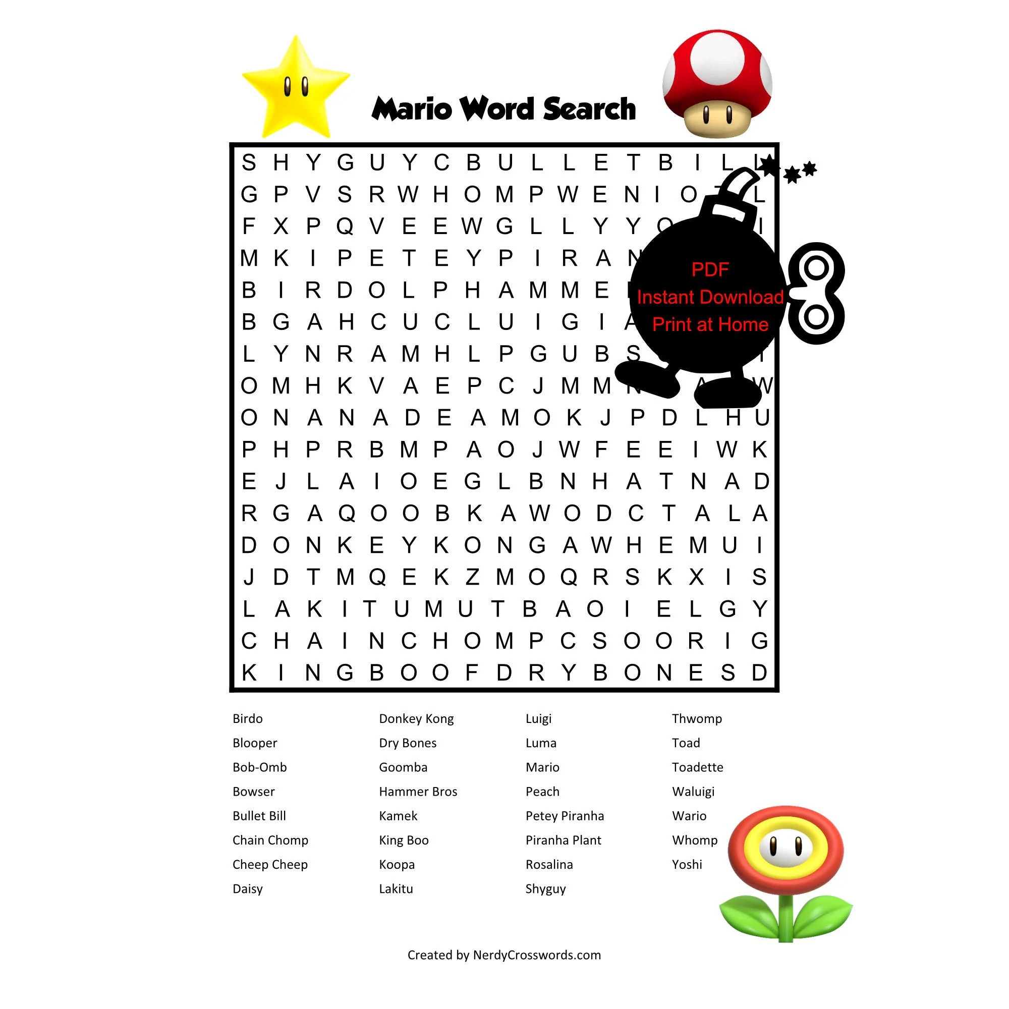 Printable Mario Crossword Puzzle Printable Mario Crossword Puzzle