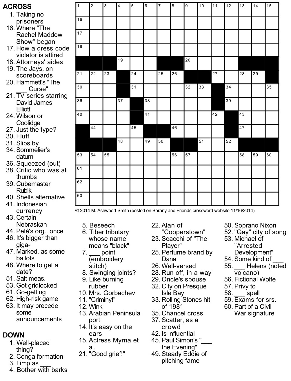 Martin Ashwood Smith Double quadstack Crossword Puzzle