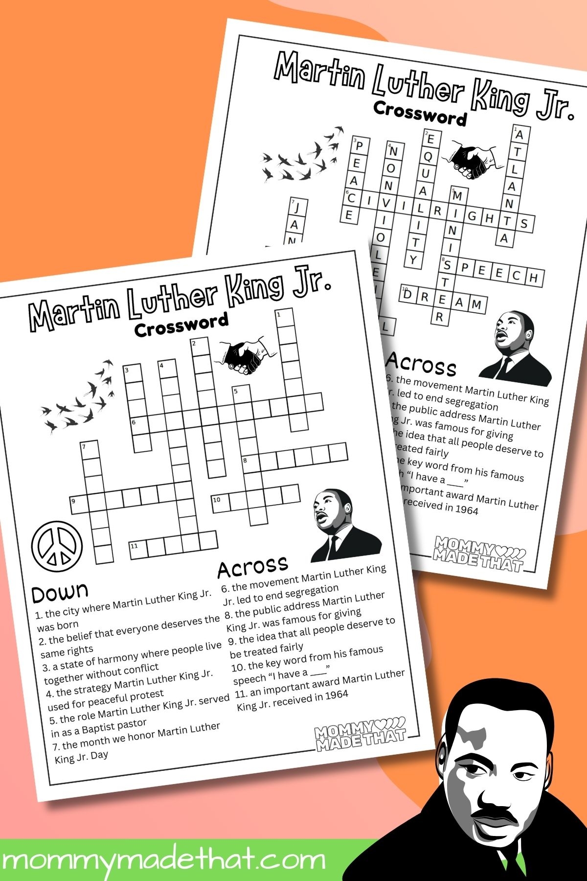 Martin Luther King Jr Crossword Puzzle Grab The Free Printable  Martin Luther King Jr Crossword Puzzle Grab The Free Printable