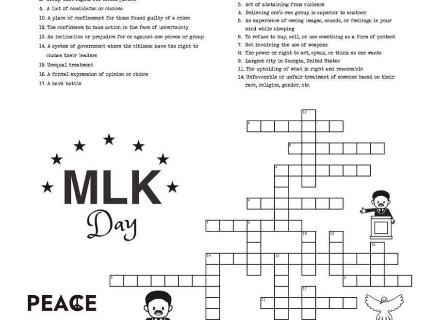 Martin Luther King Jr Day Crossword Puzzle Beeloo Printable Crafts And Activities For Kids