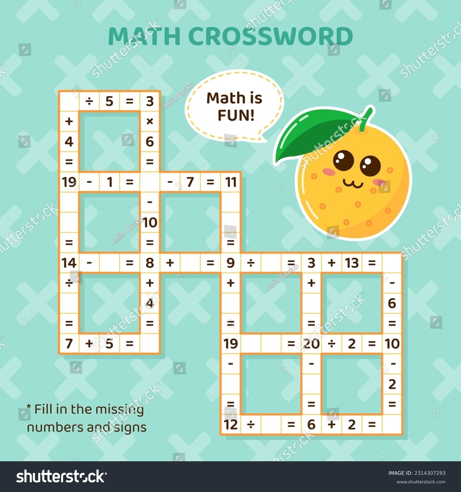 Math Crossword Puzzle Kids Addition Subtraction Stock Vector Royalty Free 2314307293 Shutterstock