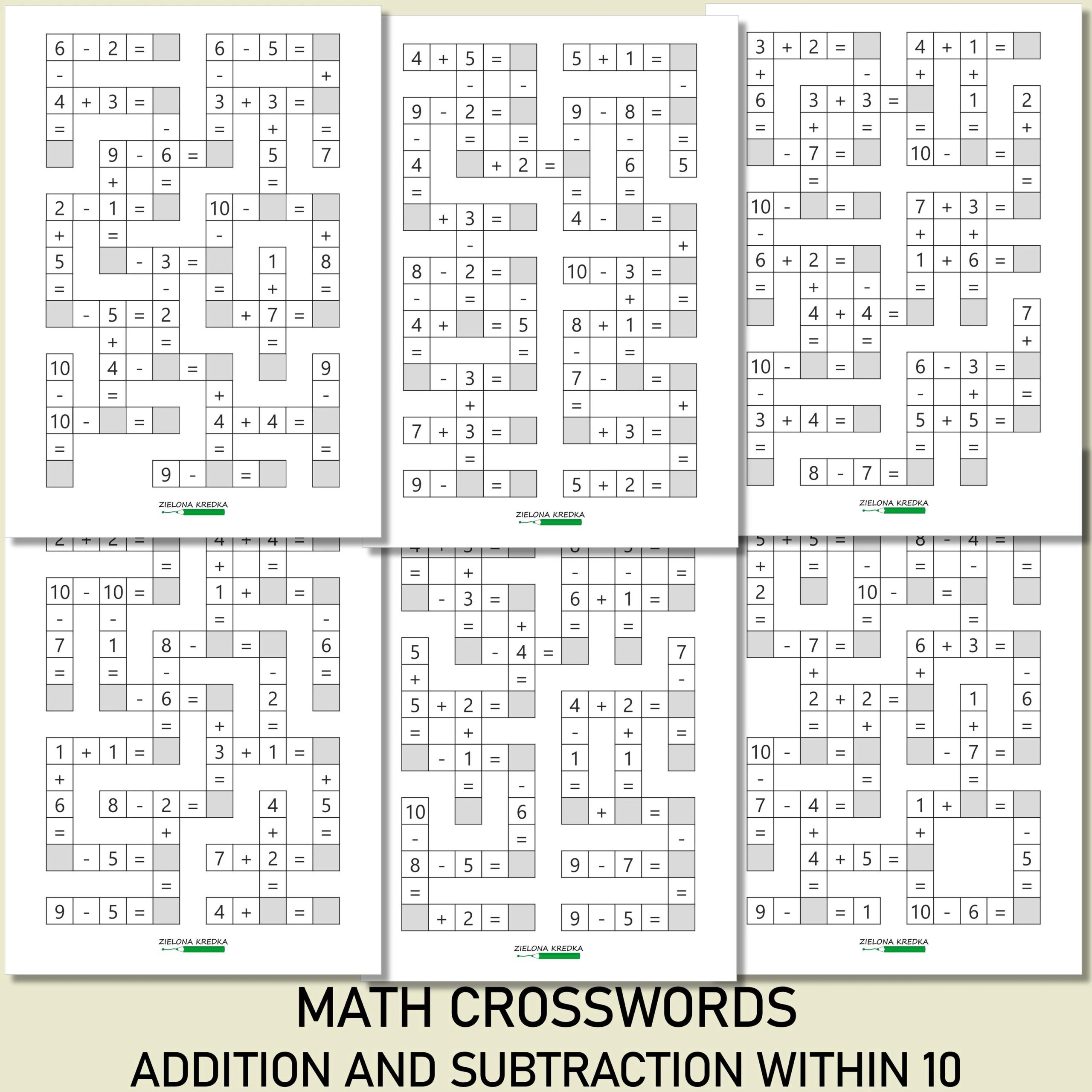 Math Crosswords Addition Subtraction Within 10 Printable Puzzles For Kids Early Math Worksheets Educational PDF Download Etsy Math Crosswords Addition Subtraction Within 10 Printable Puzzles For Kids Early Math Worksheets Educational PDF Download Etsy