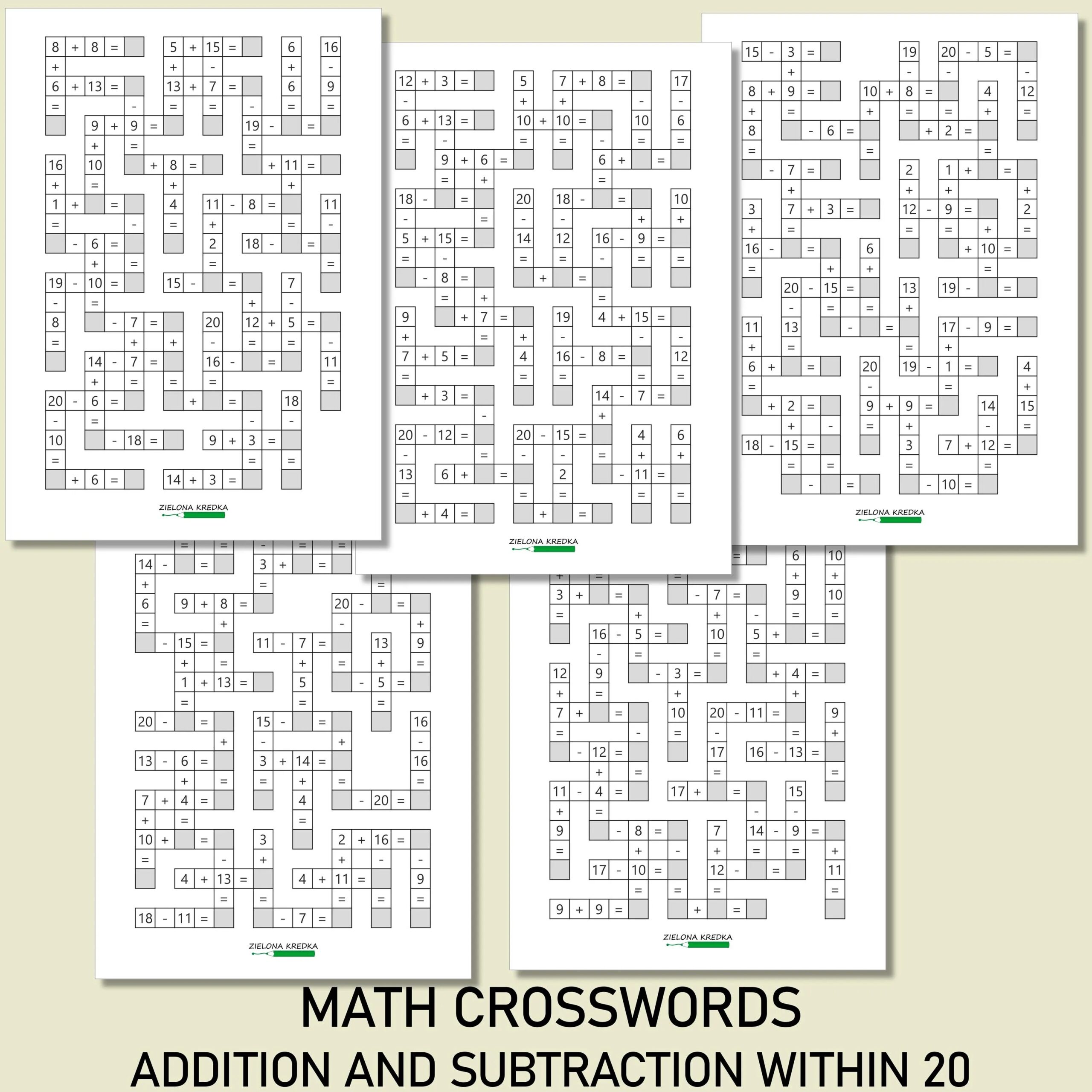 Math Crosswords For Kids Addition Subtraction Within 20 Printable Math Worksheets Educational PDF Download Etsy Math Crosswords For Kids Addition Subtraction Within 20 Printable Math Worksheets Educational PDF Download Etsy