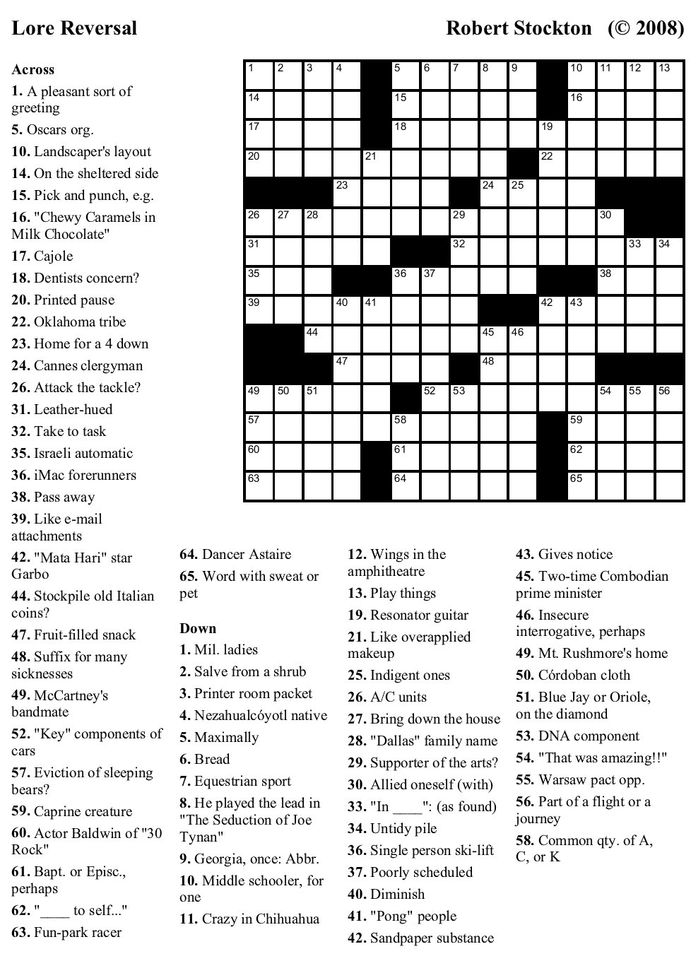 May 2008 Beekeeper Crosswords