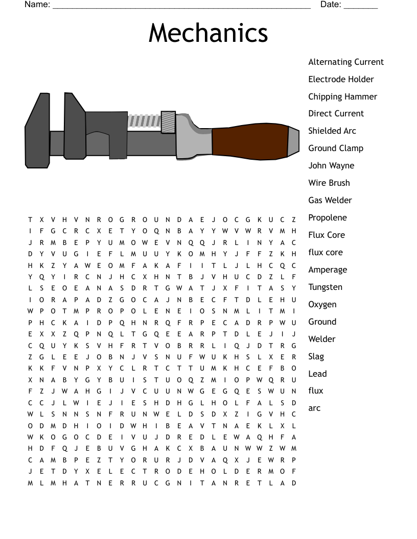 Mechanics Word Search WordMint