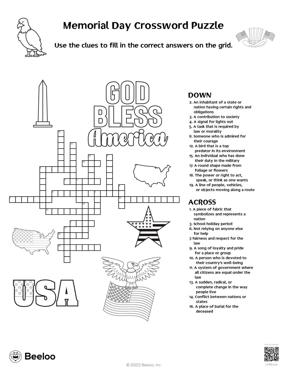 Memorial Day Crossword Puzzle Beeloo Printable Crafts And Activities For Kids Memorial Day Crossword Puzzle Beeloo Printable Crafts And Activities For Kids