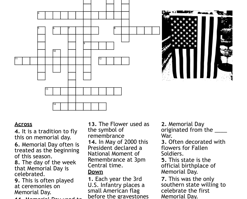 Memorial Day Crossword WordMint