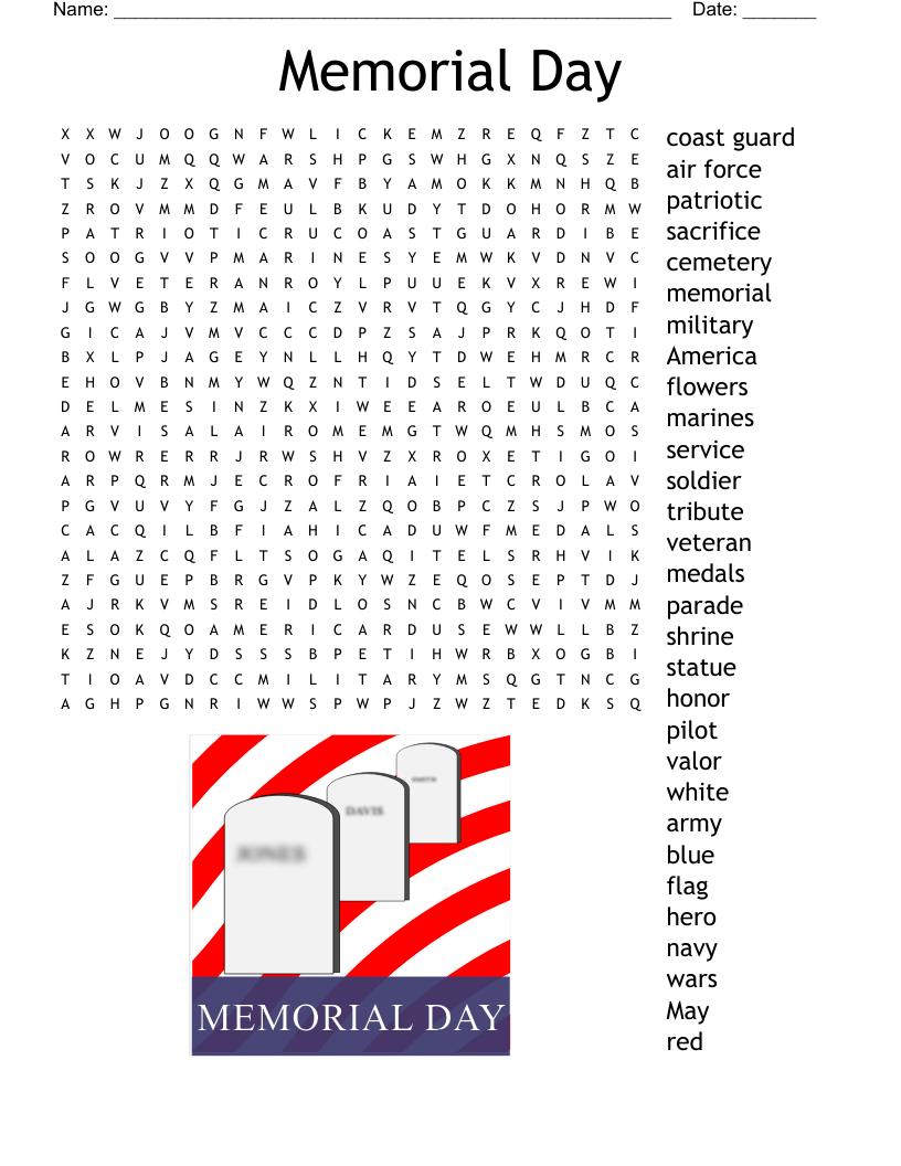 Memorial Day Crossword WordMint