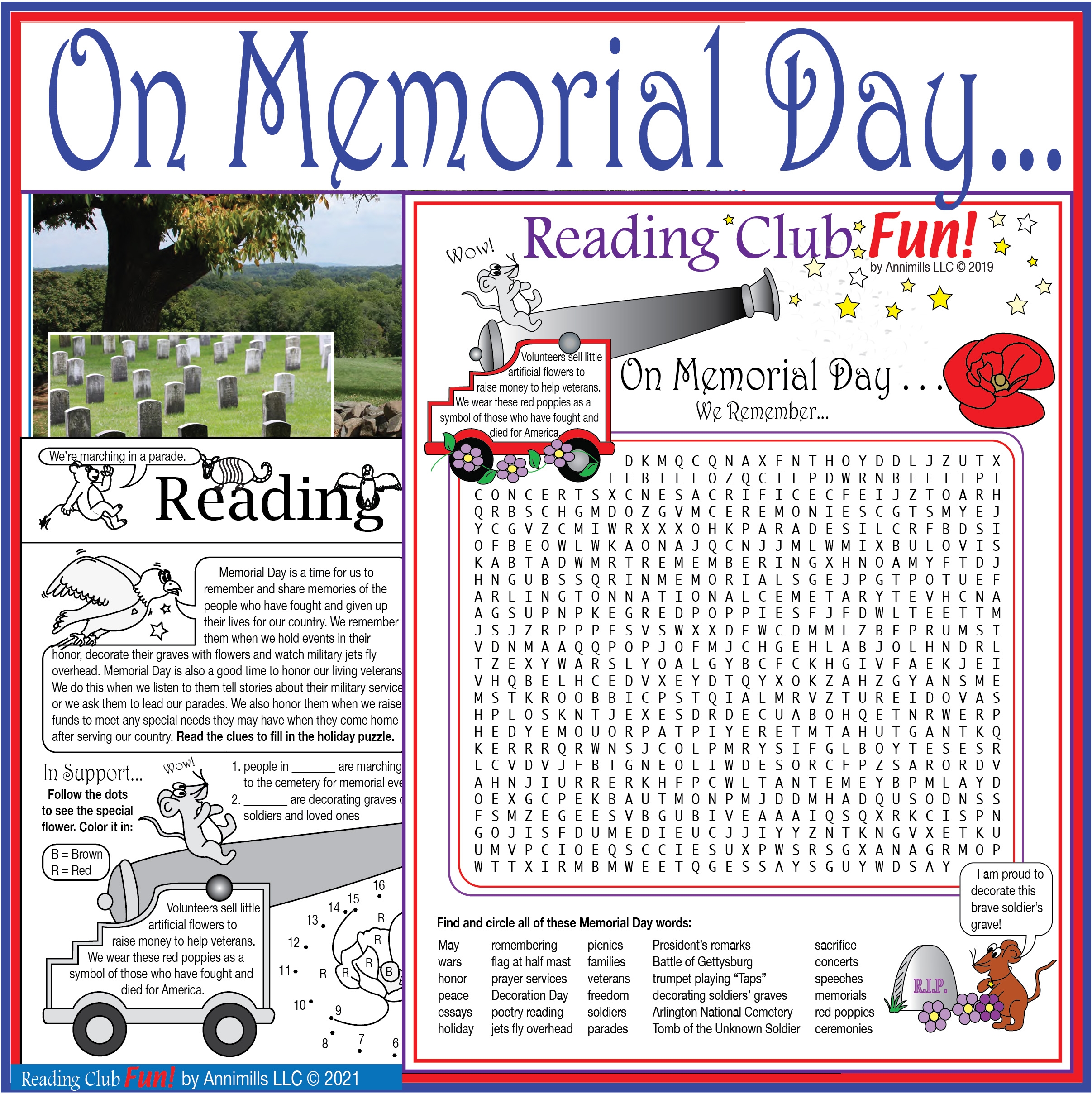 Memorial Day Printable Puzzles Two Page Activity Set Word Search Made By Teachers