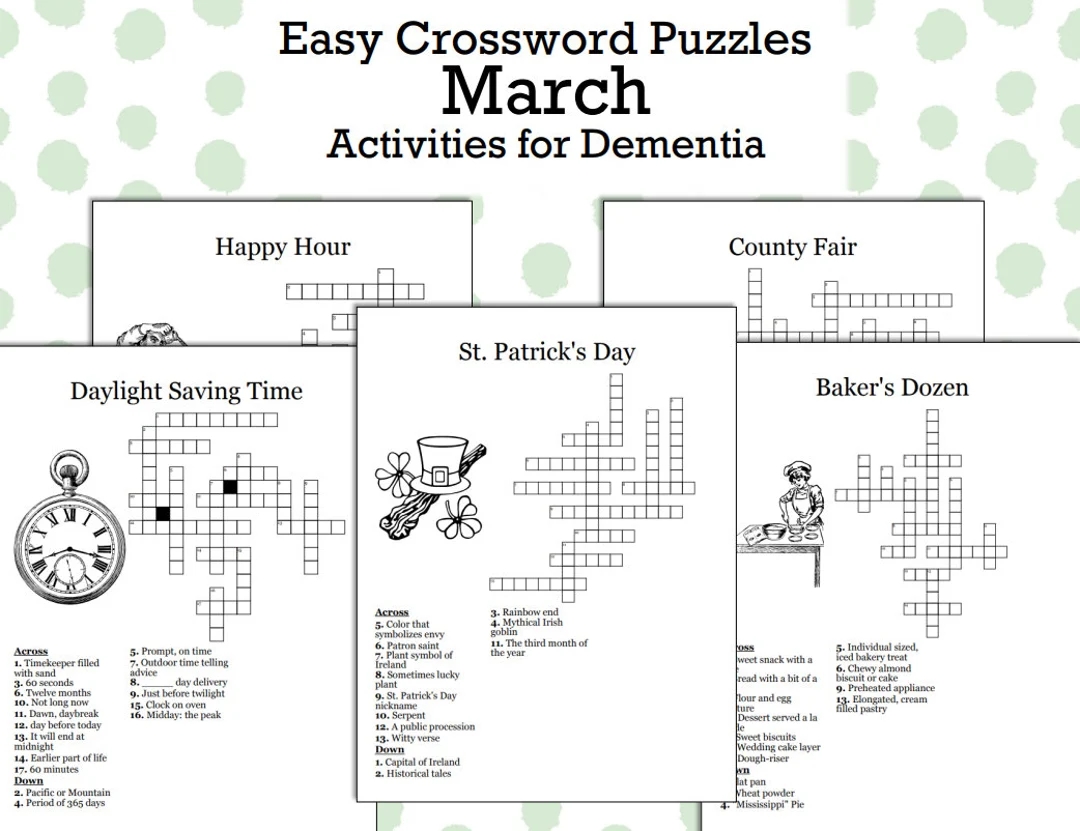 Memory enhancing Crossword Puzzles For Dementia Printable Brain Exercise For Improved Cognitive Functio Etsy