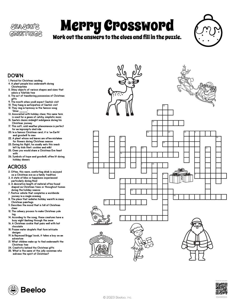 Merry Crossword Beeloo Printable Crafts And Activities For Kids