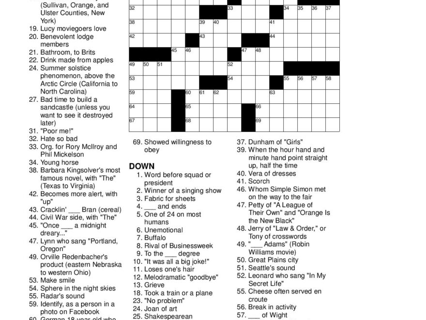 MGWCC 332 Friday October 10th 2014 We re An American Band Matt Gaffney s Weekly Crossword Contest