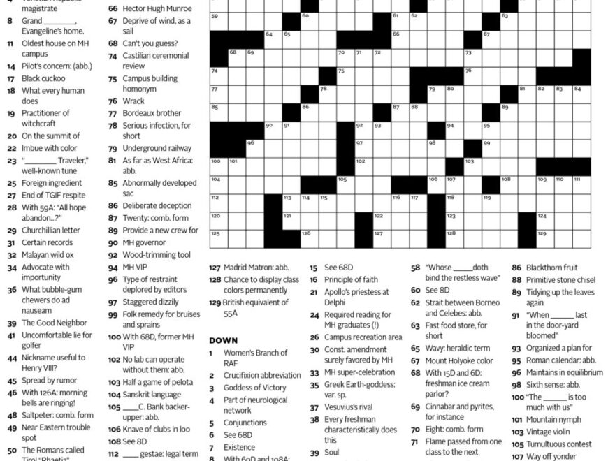 MHC Crossword Puzzle A Challenge For All Mount Holyoke Wonks Alumnae Association