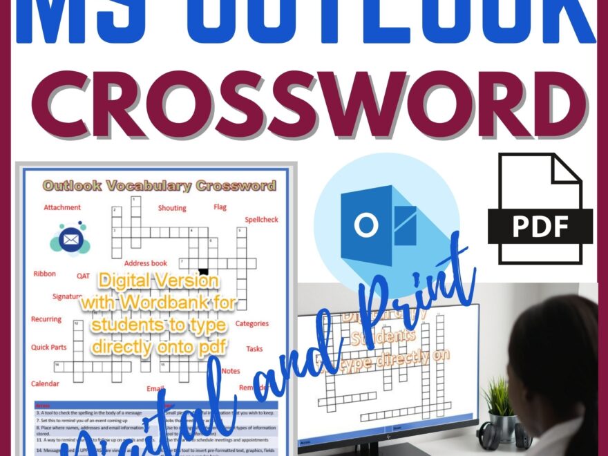 Microsoft Outlook Crossword Puzzle Printable And Digital No Prep Made By Teachers