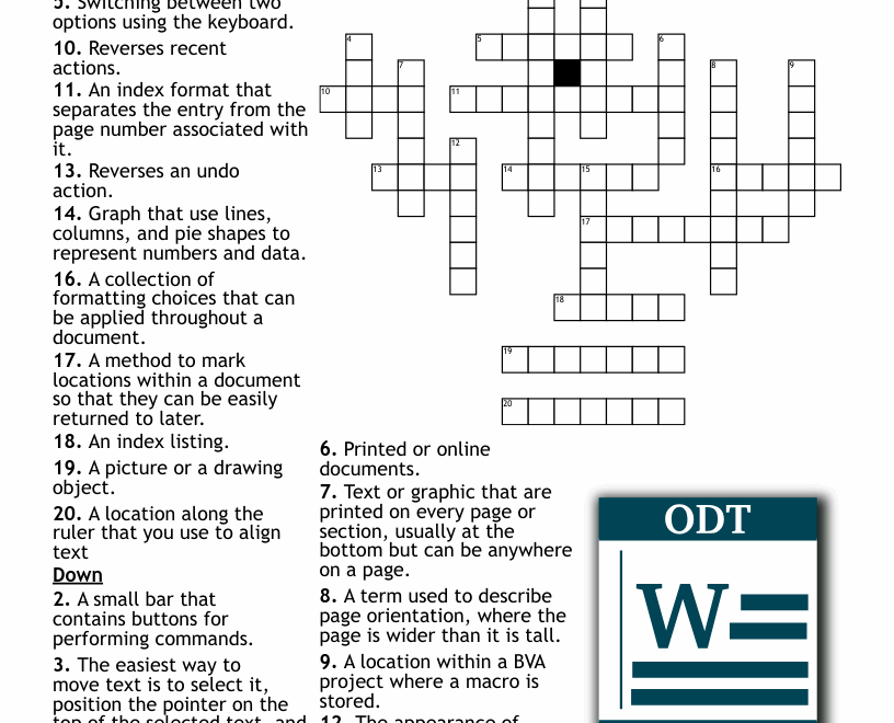 Microsoft Word Crossword Puzzle WordMint