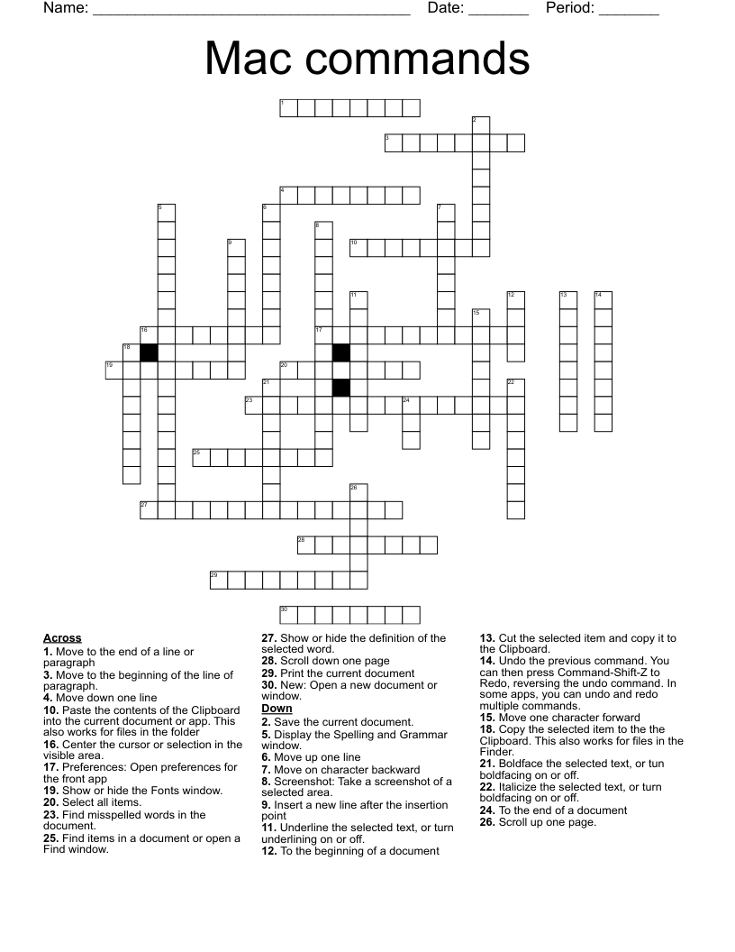 Microsoft Word Puzzle Crossword WordMint