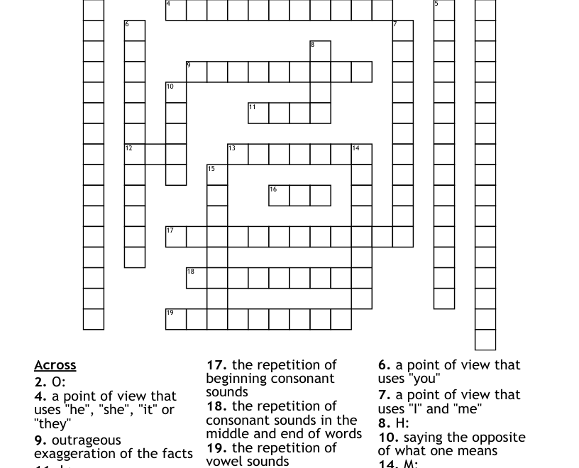 Middle School English Final Exam Review Crossword WordMint
