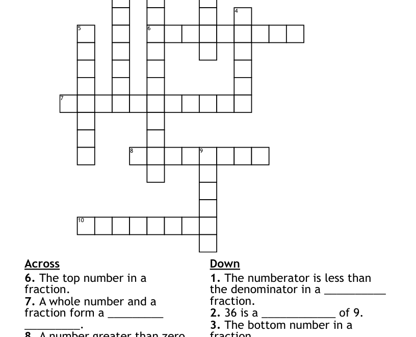 Middle School Math Words Crossword WordMint