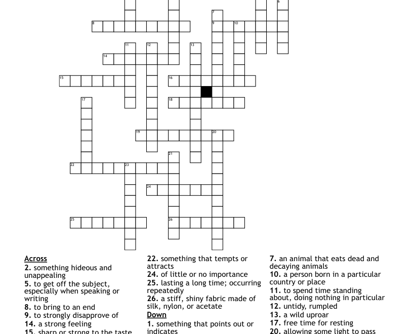 Middle School Vocabulary Crossword WordMint