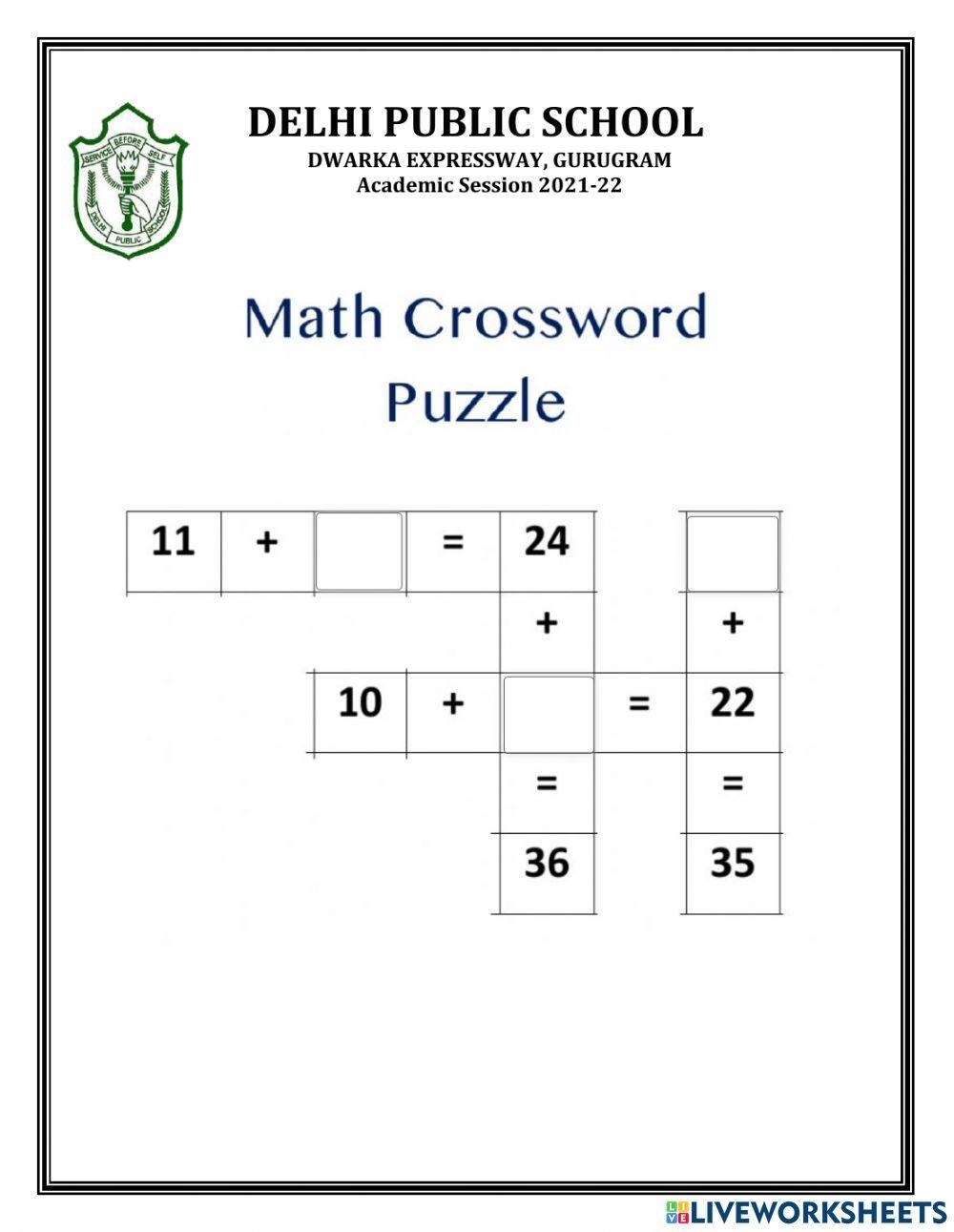 Mixed Operations Math Crossword Puzzle Interactive Worksheet Worksheets Library