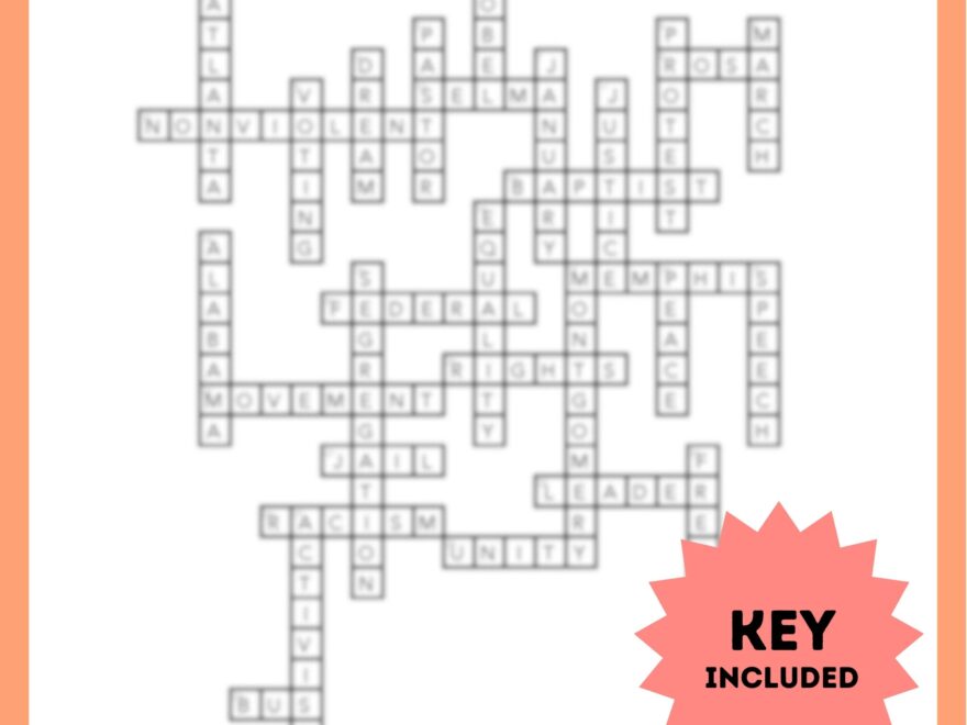 MLK Day Crossword Puzzle Educational Activity For Students And Teachers Civil Rights Martin Luther King Jr Printable PDF Etsy