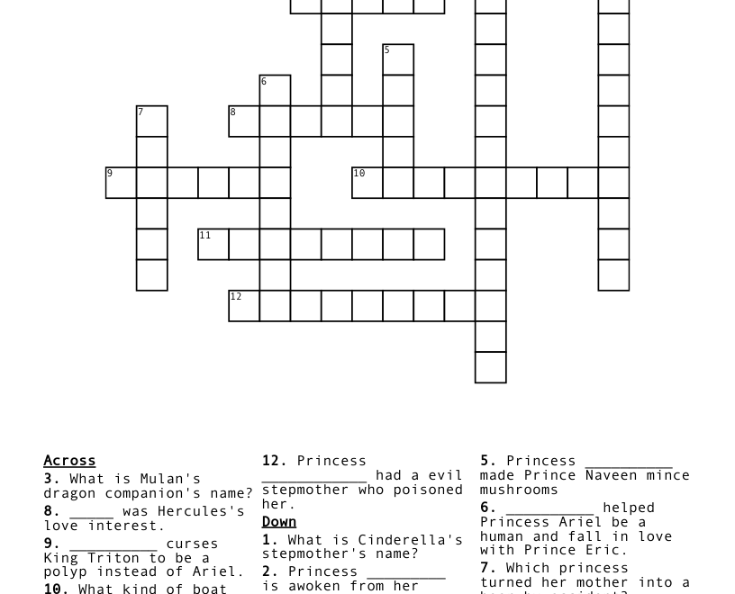 Moana Crossword WordMint