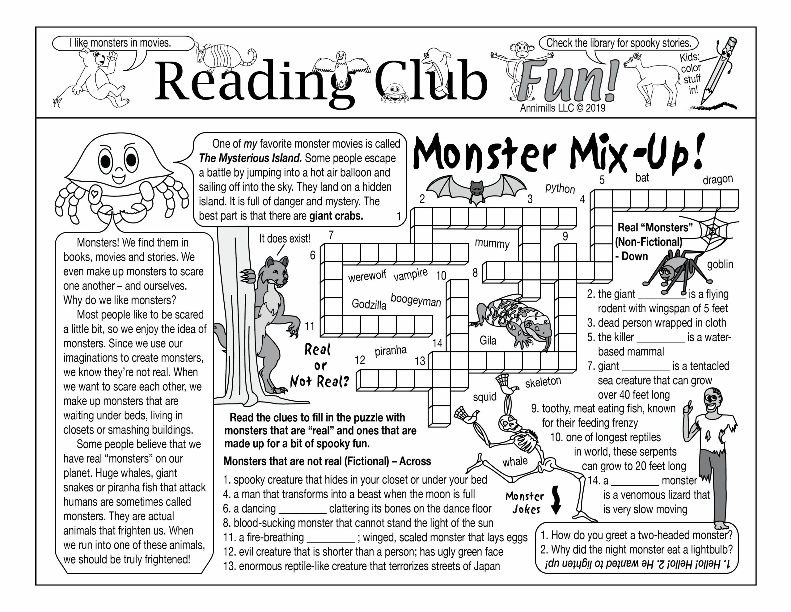 Monster Mix Up Printable Puzzles Fun Anytime Crosswords Word Searches Made By Teachers