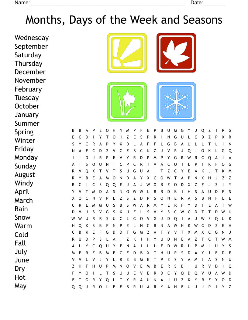Months And Days Of The Week Crossword WordMint Months And Days Of The Week Crossword WordMint