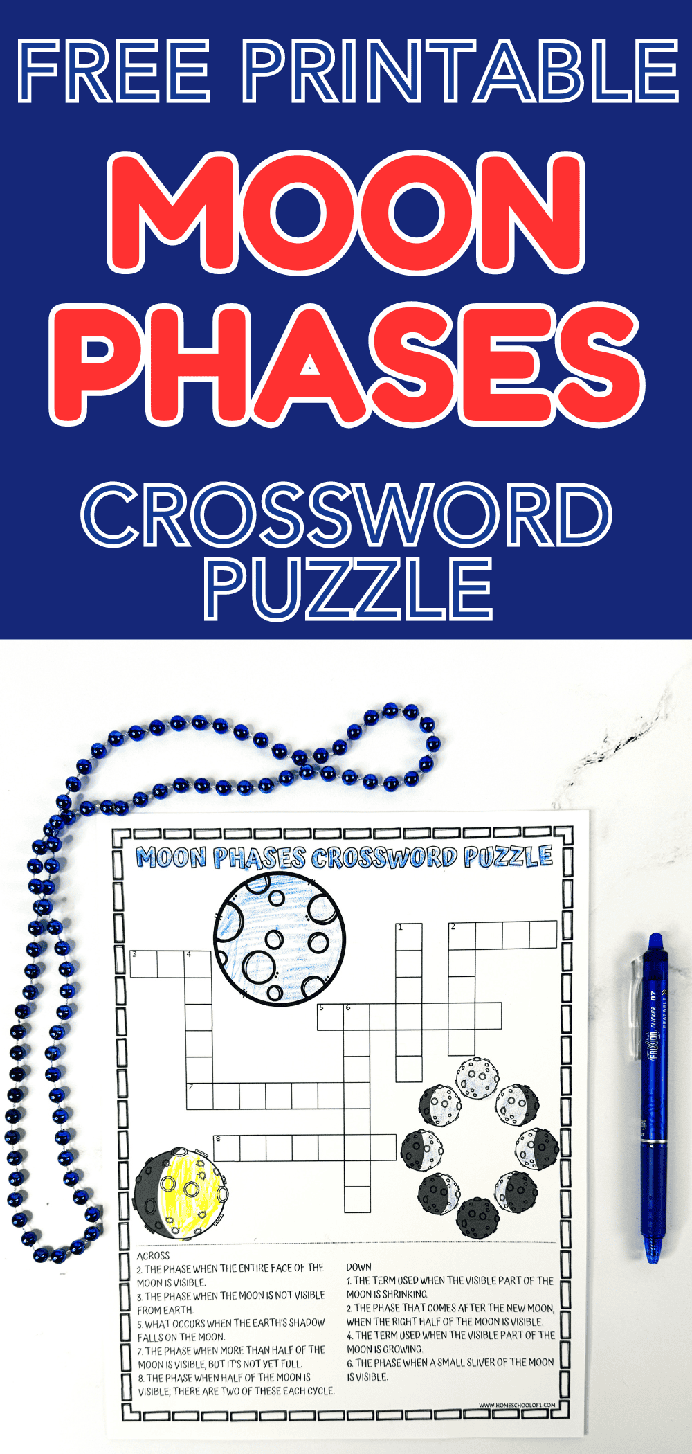 Moon Phases Crossword Puzzle Free Printable Moon Phases Crossword Puzzle Free Printable