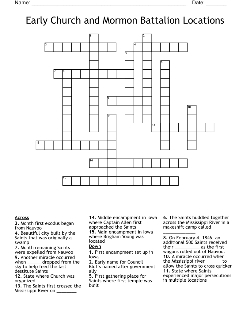 Mormons Exodus To Utah Word Search WordMint
