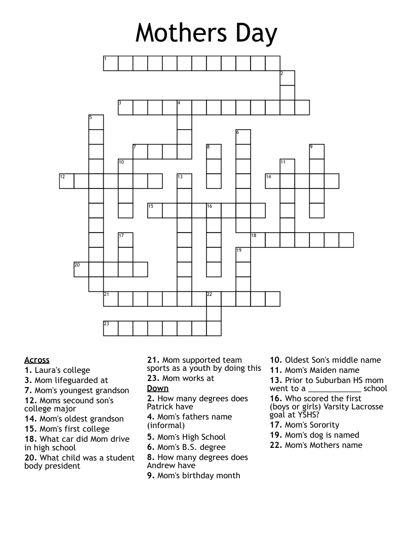 Mothers Day Crossword WordMint Mothers Day Crossword WordMint
