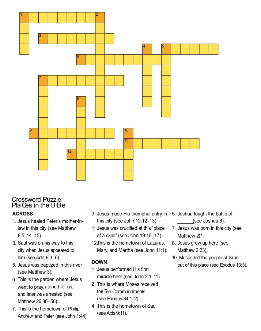 Mothers Of The Bible Crossword Puzzle Free Printable Ministry Worksheets Library