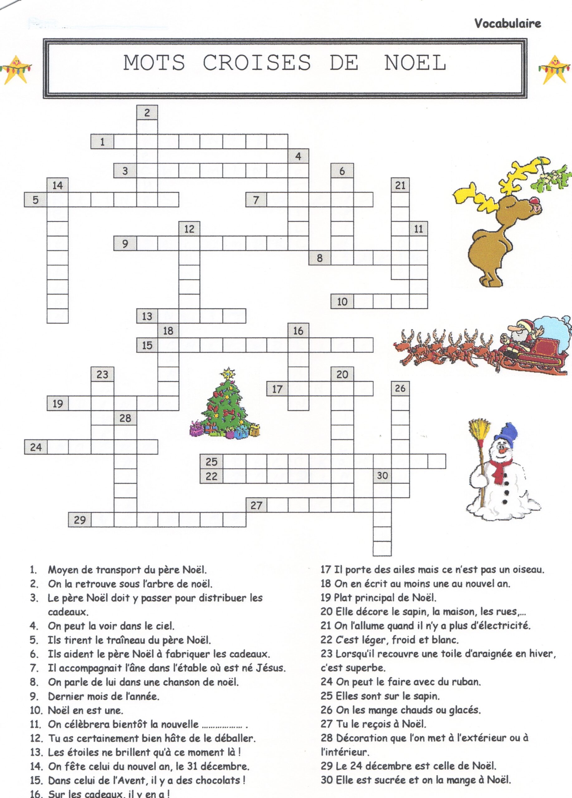 Mots Croises De Noel Christmas Crossword Puzzle 24 7 In FRANCE