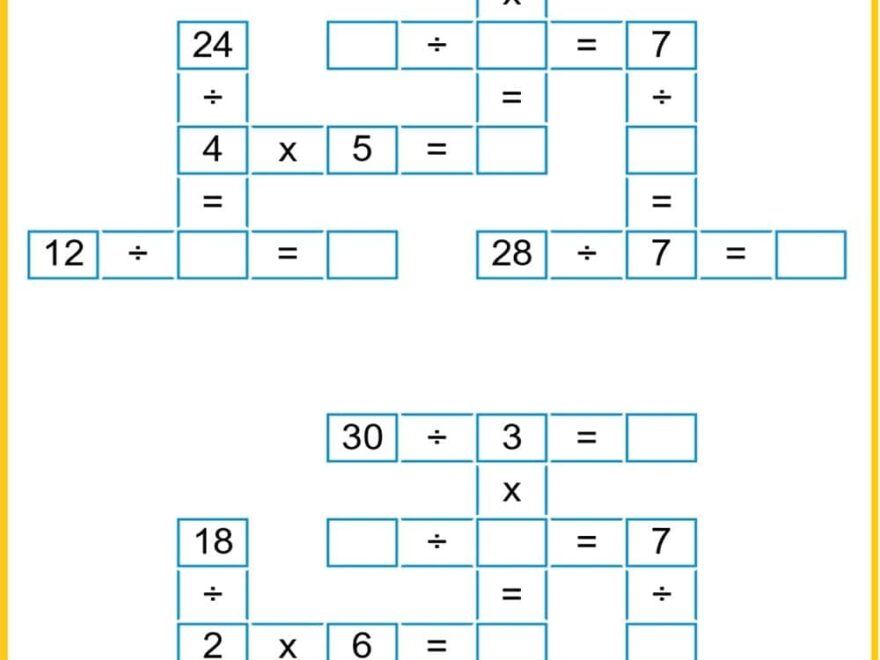 Multiplication Crosswords Printable Online