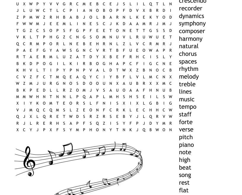 Music Themed Crossword Puzzle WordMint