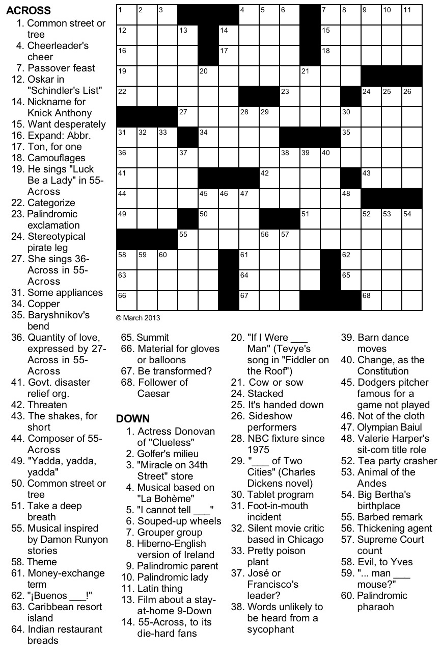 Music Tribute Crossword Puzzle