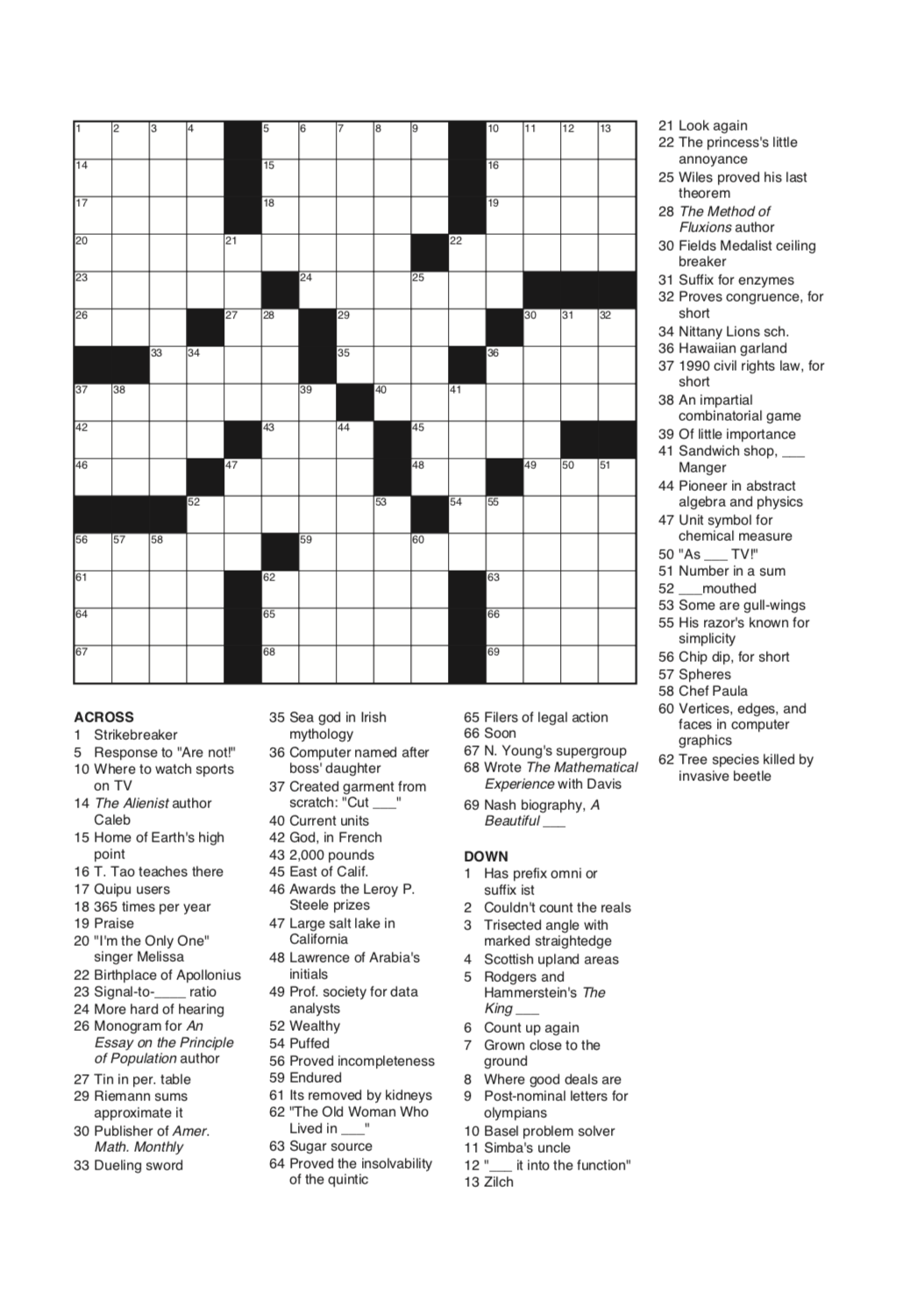 Adult Crossword Puzzle Generator Printable