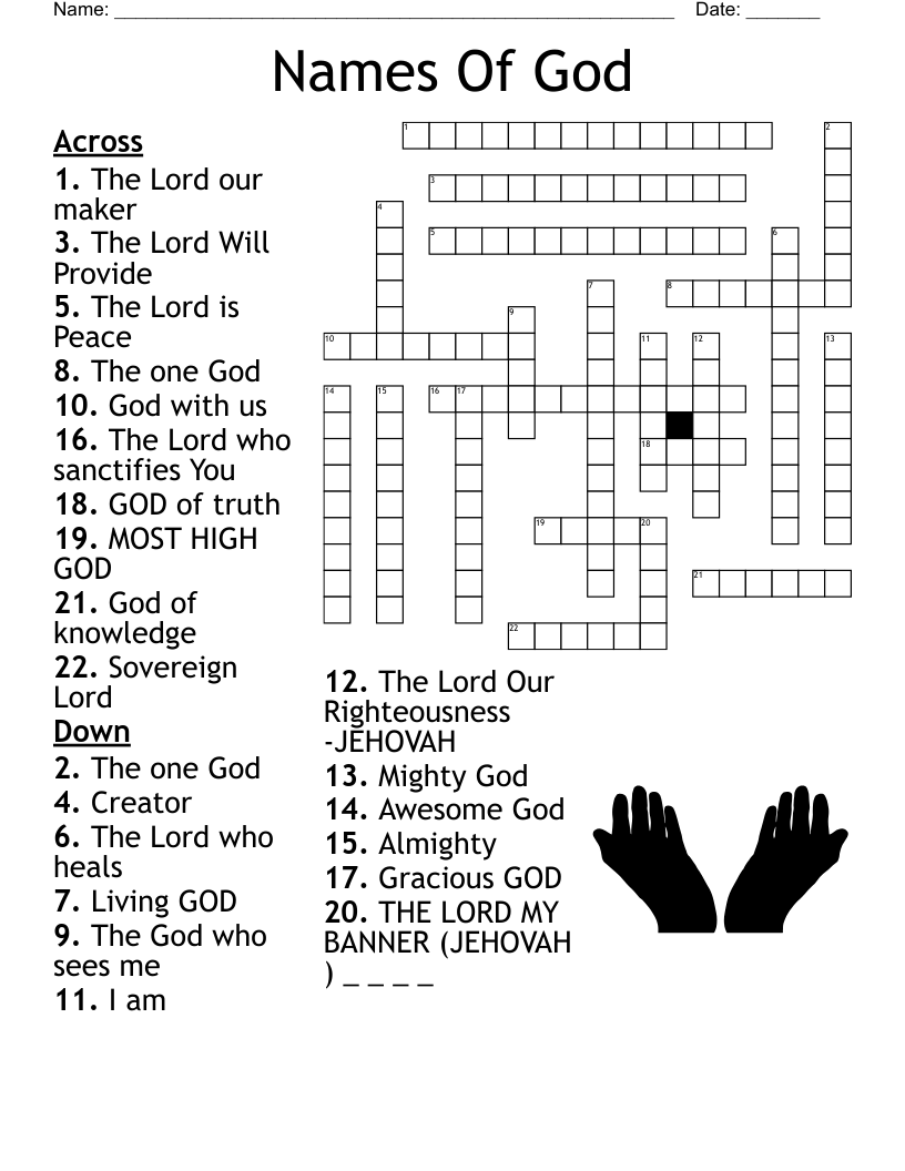 Names Of God Crossword WordMint