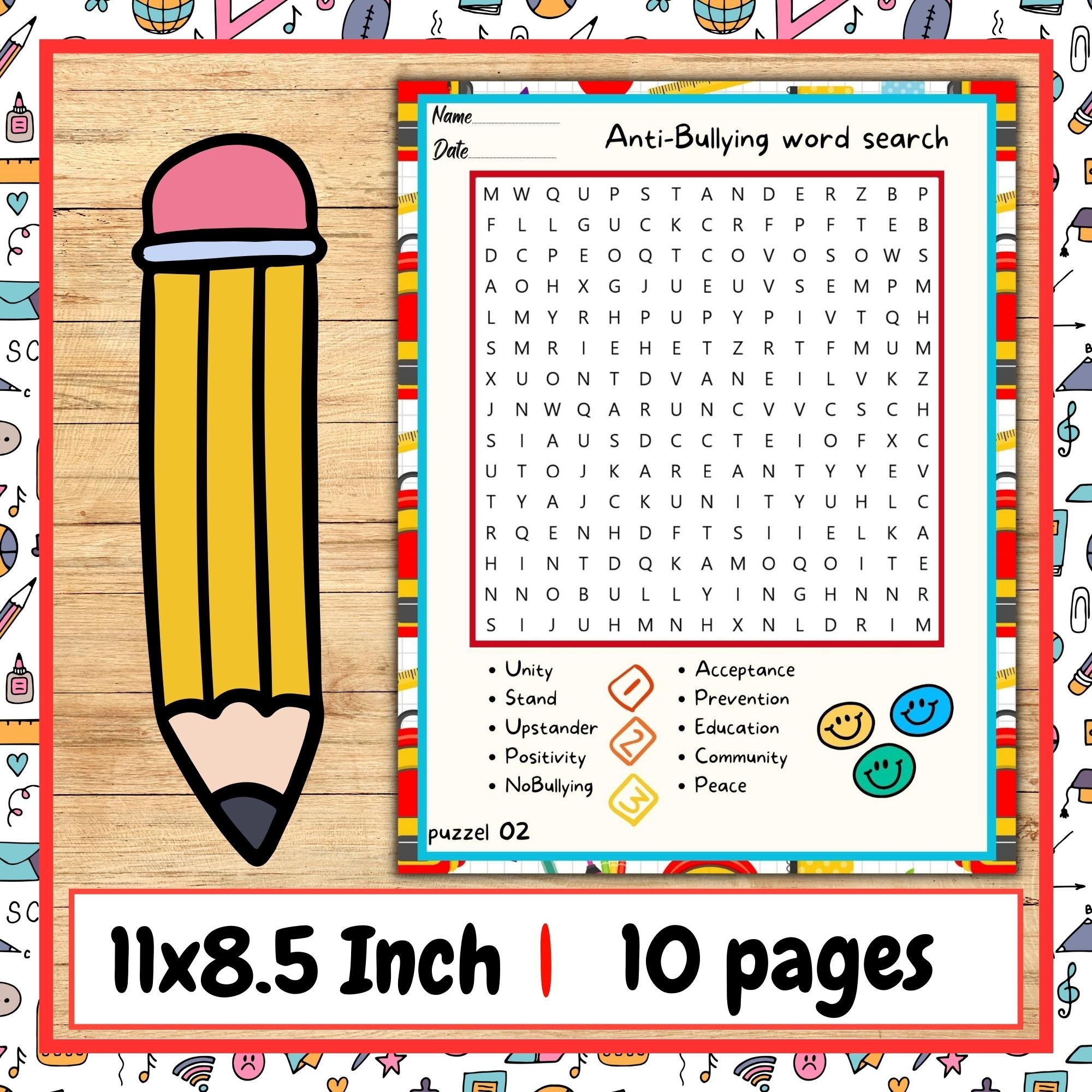 Anti Bullying Printable Bullying Crossword Puzzle