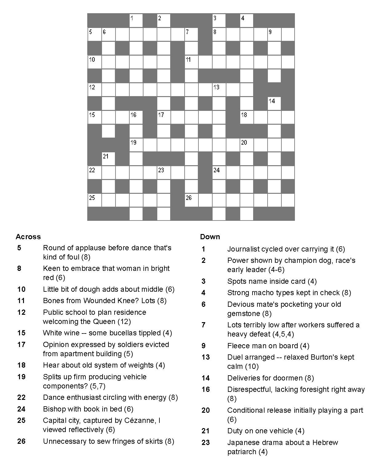 Cryptic Crossword Printable Free