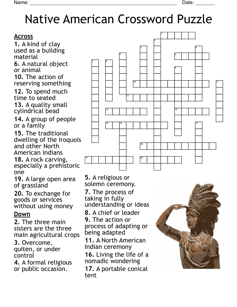 Native American Crossword Puzzle WordMint Native American Crossword Puzzle WordMint