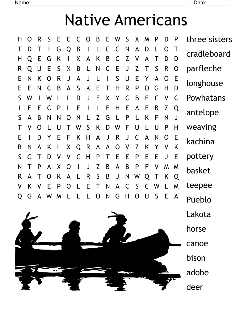 Native Americans Word Search WordMint Native Americans Word Search WordMint