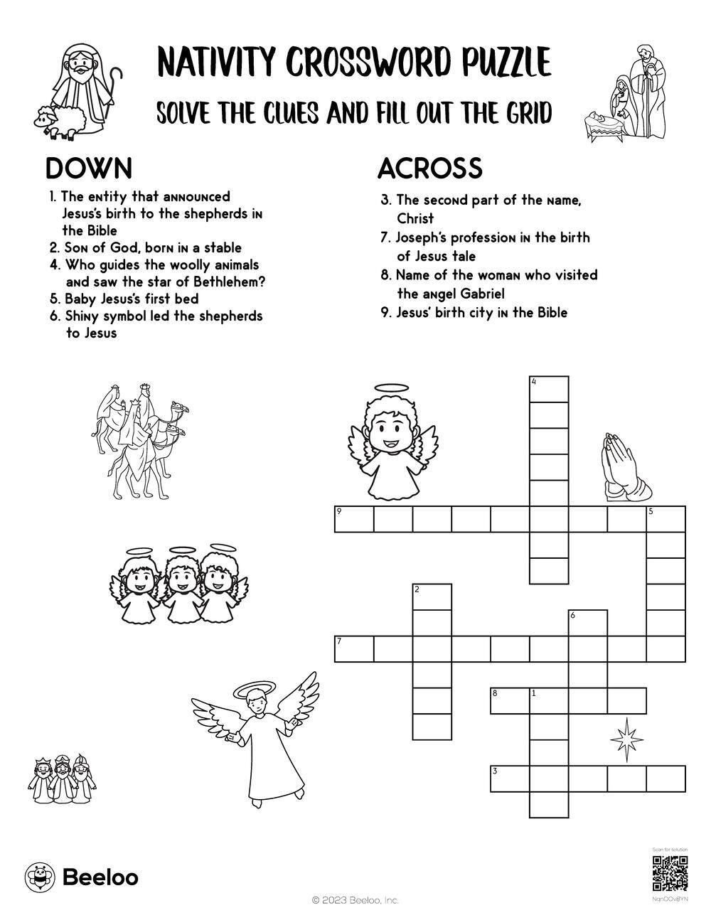 Nativity themed Crossword Puzzles Beeloo Printable Crafts And Activities For Kids Nativity themed Crossword Puzzles Beeloo Printable Crafts And Activities For Kids
