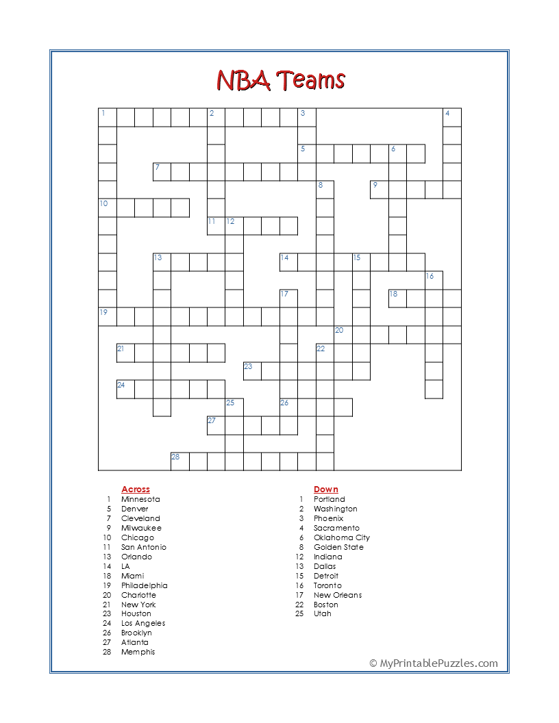 Printable Premier Crossword Puzzles