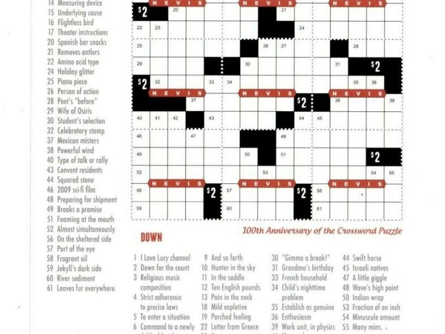 Nevis 2013 Crossword Puzzle 100th Anniversary Sheet Of 9 Stamps MNH EBay