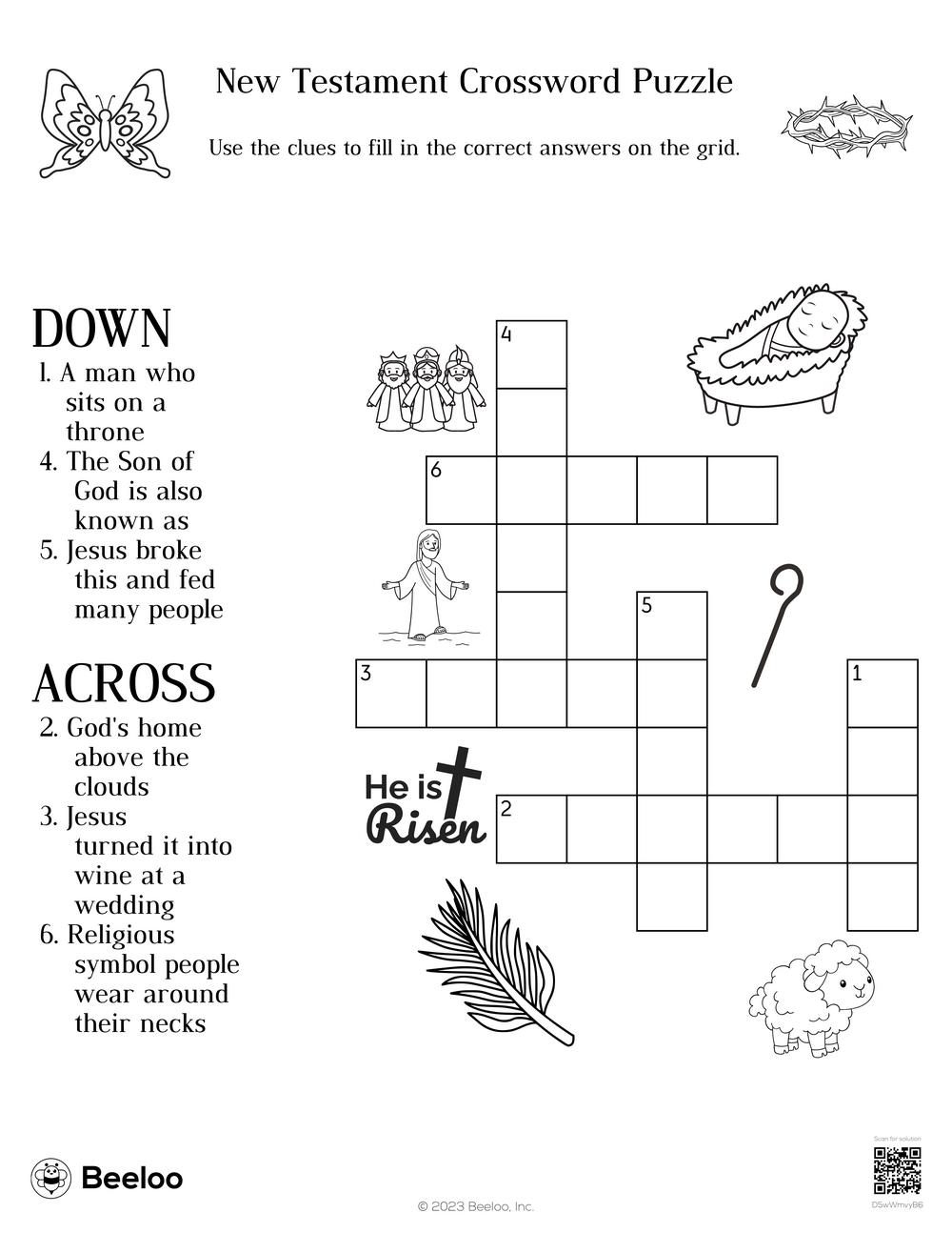New Testament Crossword Puzzle Beeloo Printable Crafts And Activities For Kids