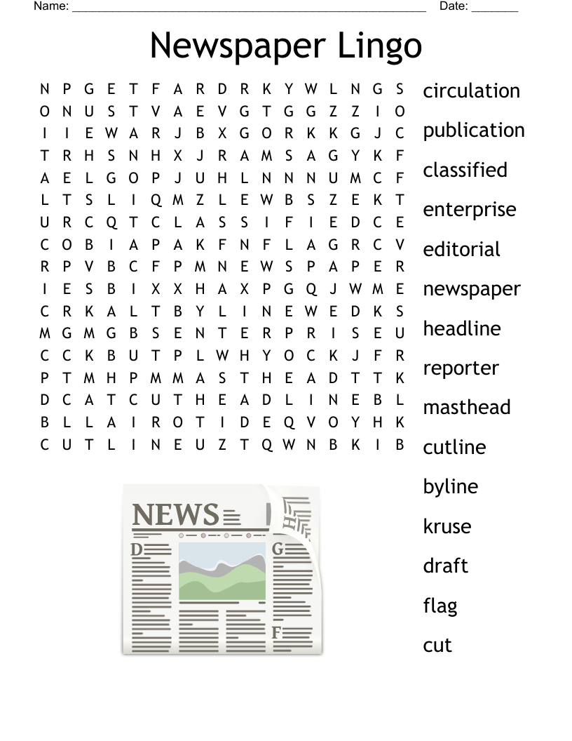 Newspapers Crossword WordMint