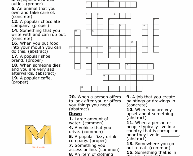 Noun Crossword Puzzle WordMint