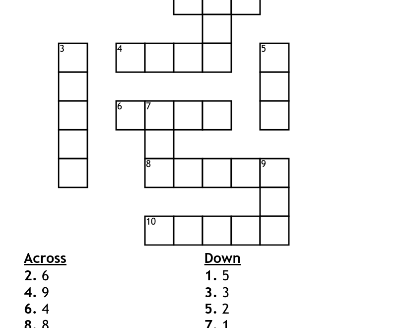 Numbers 1 10 Crossword WordMint